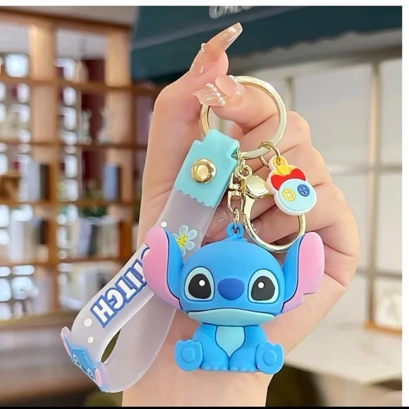 Pack 2 Stitch and Angel Disney Keychains - 3D Silicone - New with Strap - Picture 4 of 8